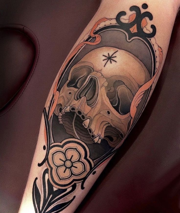 Neo Traditional Skull Tattoo