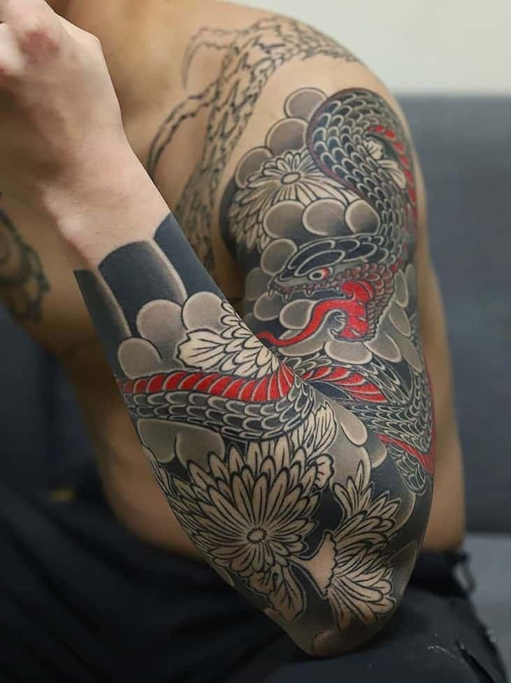 Japanese Dragon Sleeve Tattoo